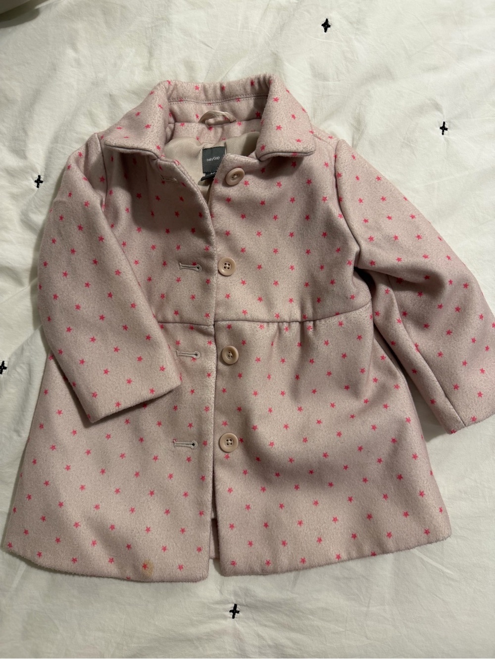 GAP Baby Pink Star Wool-Blend Pea Coat